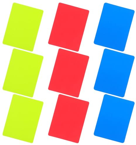 Cabilock Lot de 9 Set de Cartes d’Arbitre en PVC Épais – 3 Rouges 3 Jaunes 3 Bleues – Cartons Officiels Robustes pour Matchs de Football Soccer et Compétitions Sportives