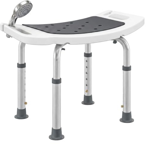 HOMCOM Siège de Douche Réglable en Hauteur Charge Max. 135 Kg Blanc Gris