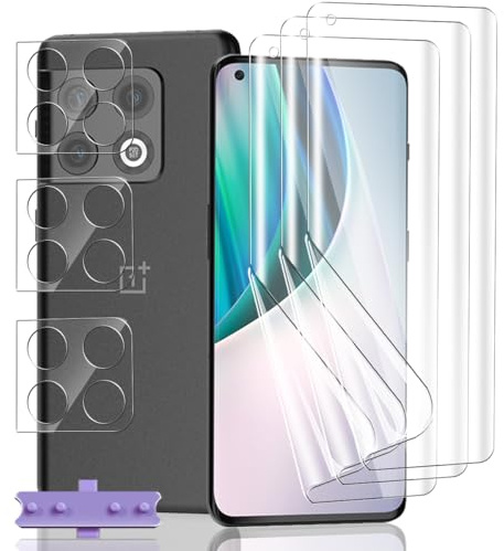 Jaavkkma 3 Piezas Protector Pantalla Flexible para OnePlus 10 Pro + 3 Piezas Cristal Templado Protector Cámara, HD/Anti-Arañazos, Película Protectora para OnePlus 10 Pro - Película TPU Suave