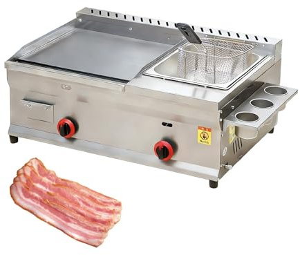 Piastra a gas commerciale con friggitrice, sistema di riscaldamento rapido per cucinare anche in caffetterie e ristorazione