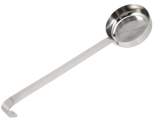 LIFKOME Stainless Steel Kitchen Ladle Pizza Sauce Spoon Flat 2oz Measuring with Long Handle for Serving Soups and Salad Dressings