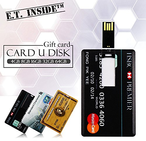E.T. INSIDE™ 3 Pcs 16GB Memoria USB Tarjeta de Crédito USB Flash Pen Drives Impermeable American Express