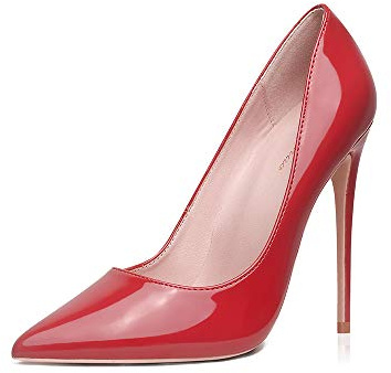 GENSHUO - Scarpe décolleté da Donna, con Tacco Alto a Spillo, Stile Sexy, Slip on, da Festa,Rosso, Taglia 41 EU(11 US)