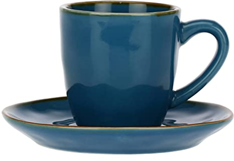 Thun Rose & Tulipani - Tazza da Espresso con Piattino - Linea Concerto Blu AVO, Stoneware - Tazze Colazione - Stoneware - 90 CC