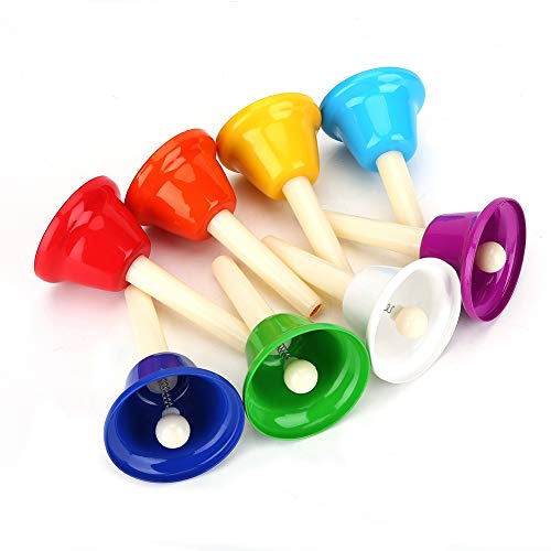 Alomejor Hand Glocken Set 8 Hinweis Diatonische Metallhand f¨¹r Kinder Musik Lernspielzeug