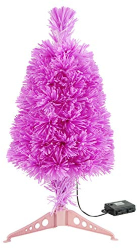 Christmas Concepts® 60cm - Árbol de Navidad Rosa de Fibra óptica con Luces LED Que cambian de Color a batería