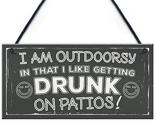 Red Ocean Drunk On Patios Funny Garden Shed Sign Vodka Beer Gin Kitchen Plaque Friendship Gift