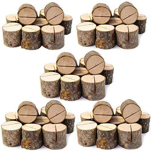 Senover Rustikaler Tischnummernhalter aus Holz, Tischkartenhalter, Party, Hochzeit, Namenskartenhalter, Memo-Notizkarte (50 Stück)