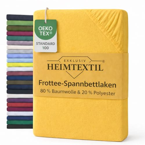 EXKLUSIV HEIMTEXTIL Sábana bajera ajustable de rizo, 180-200 x 200 cm, amarillo