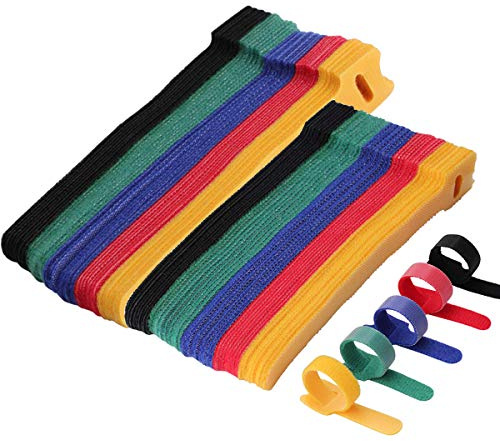 Reusable Cable Ties Adjustable Cable Straps Multi-Purpose Tie Wraps Colorful Fastening Ties Strips 100Pieces 6/8 Inch