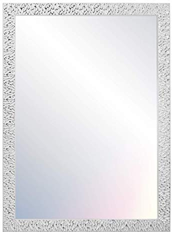 CHELY INTERMARKET MOD156 Espejo De Pared Cuerpo Entero Blanco Raya Plateado Estilo Decorativo 60x80cm Rectangular Marco Relieve Perfil Plano para Salón Dormitorio Oficina Fabricado En España