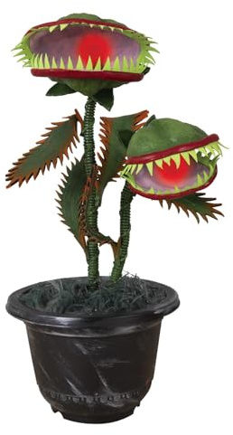 P'TIT Clown - 19104 - Animierte Halloween-Fleischfressende Pflanze - Halloween-Animatronic mit Sound und Licht - Gruselige Halloween-Dekoration - Betrieb mit Batterien (Nicht enthalten) - 36 cm