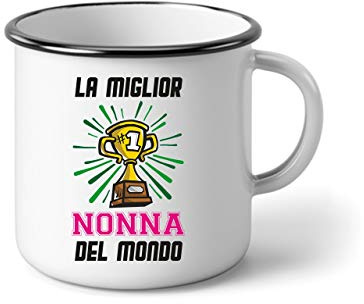 bubbleshirt Tazza in Alluminio Festa dei Nonni - la miglior Nonna del Mondo - Nonna n 1 - Evento - Idea Regalo Divertente
