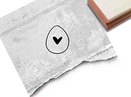 Stempel Osterstempel Osterei - Motivstempel Ostern Osterkarten Geschenkanhänger Basteln Osterdeko Servietten Tischdeko Scrapbook - zAcheR-fineT (Osterei mit Herz - 14 x 17 mm)