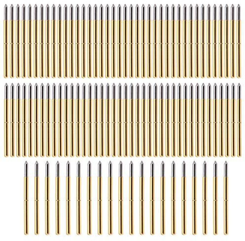100-teilige Messing Federtestsonde Set, Federtest-Erkennungssondenstifte Pogo-Stifte für Leiterplatten Prüfung, Führungsstifte Lötstellen Punktionssonde kontaminierter PCB
