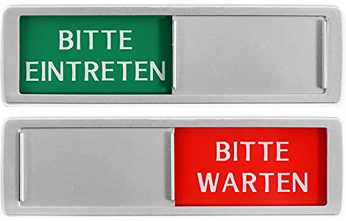BITTE EINTRETEN - BITTE WARTEN Schild XL - Schiebeschilder frei besetzt - Klebeschild - 17,5 x 5 x 0,7 cm - Montage: 3M Klebefläche - Schilder mit Schiebefunktion.