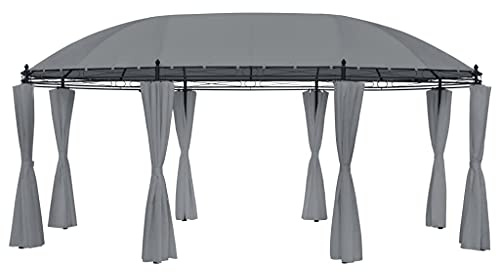 (Blitzlieferung) Runder Gartenpavillon Partyzelt Gartenzelt Rund Partyzelt Wasserdicht Pavillon, Für Garten/Party/Hochzeit/Picknick Pavillon mit Vorhängen 520x349x255 cm Anthrazit