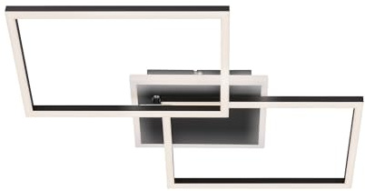 BRILONER Leuchten LED Deckenleuchte, Dimmbar Mit Fernbedienung, Farbtemperatursteuerung, Nachtlichtfunktion und Timer, 40 W, Schwarz, 500x388x80mm (LxBxH), 3049-015