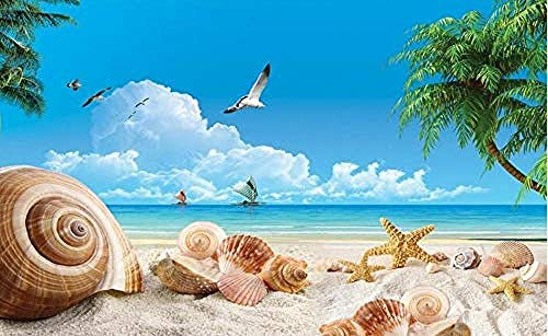 Papier peint 3D Papier peint 3D Chambre La mer Coquilles De Noix De Coco Paysage Peinture Photo Papier Peint pour Murs 3 Papier Peint 3D Chambre à coucher Salle de séjour Mural murale-300cm×210cm