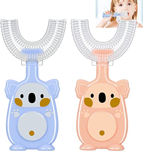 Fanshiontide Kinder U-Förmige Zahnbürste, 2 Stück Silikon 360 Grad für den Ganzen Mund, 2-6 Jahren, Manuelle Massage Zahnfleisch