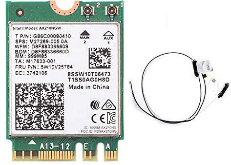 Carte WiFi Wi-Fi 6E AX210 802.11ax Tri-Band 2400 Mbps 5G/6G Module sans fil MU-MIMO avec Intel AX210NGW, Bluetooth 5.3, adaptateur WiFi interne compatible Win 10/11 64 bits
