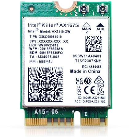 HighZer0 Electronics AX1675i Killer Series Upgraded WiFi 6E Adapter | Gaming WiFi Adapter | CNVio2 M.2 WiFi Card | 2.4 Gbps WiFi for PC | Bluetooth 5.3 Support | Requires Intel 11th+ Gen CPU