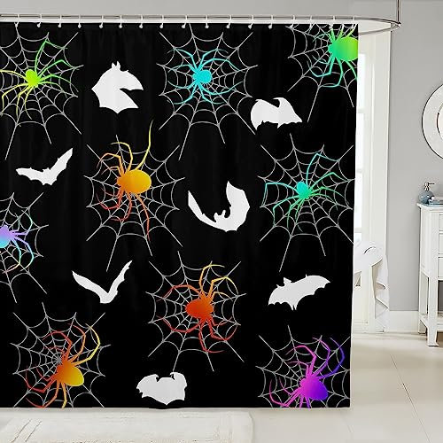 Homemissing Tenda da doccia con ragno con stampa 3D tenda da doccia a tema animale tenda da bagno in tessuto motivo ragno spaventoso tenda da doccia per bambini adulti 172 x 172 cm