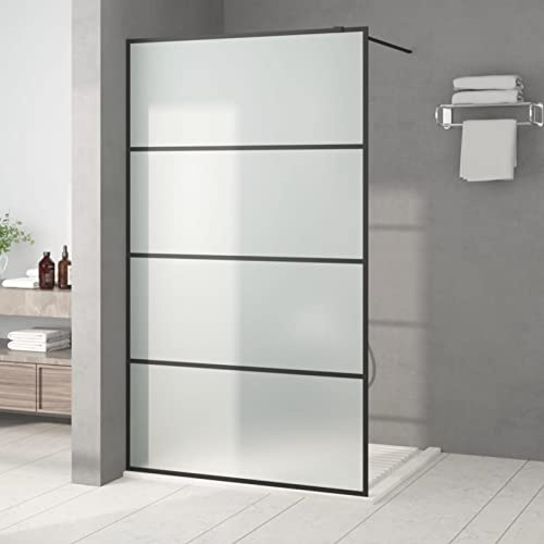 Homgoday Duschwand für Begehbare Dusche Schwarz 115x195 cm Matt ESG-Glas Duschabtrennung Walk in Dusche Duschtrennwand Duschkabine Duschtrennwand für Begehbare Duschen Modern Design