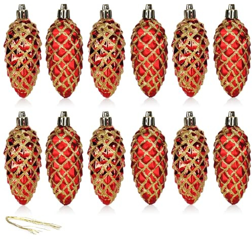 com-four® 12x Christbaumanhänger Zapfen, Tannenbaumzapfen