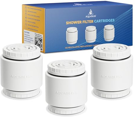 AquaBliss HD Revitalizing Shower Filter Replacement Cartridge for SF400 & SF500-2x Vitamin C + Minerals for Silky Hair, Glowing Skin, Strong Nails. 3-Pack (SFC400)