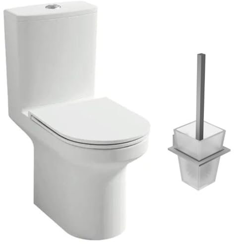 WC à poser sans bride sortie horizontale JACOB DELAFON Elite avec abattant frein de chute + Porte-balai moderne chromé