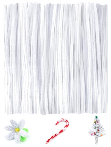 KINGLAKE Pfeifenputzer 200 Stück, Pfeiffenputzerdraht Weiß, 30CM Pfeiffenputzerdraht Biegbar, Pfeifenreiniger Zum Basteln, Dekorieren, Weihnachten
