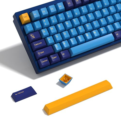KBDiy Nautilus PBT Double Shot Keycap Set,176 Keys Blue Purple Custom Key Cap Keycaps 60 Percent Cherry Profile Keycaps for 61/64/68/84/87/100/104/108 Mechanical Keyboard
