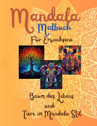Mandala Malbuch für Erwachsene: Baum des Lebens und Tiere im Mandala Stil