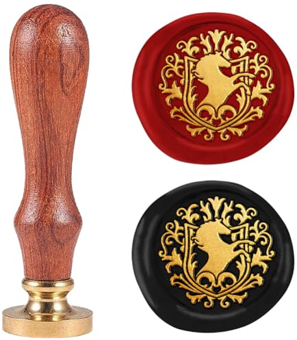 DELORIGIN 25mm Abzeichen Pferdewachs Siegelstempel Retro Siegelstempel Abnehmbarer Messingkopf Siegelstempel Personalisiert Wachssiegel Für Umschläge Grußkarten Briefe Hochzeitseinladungen