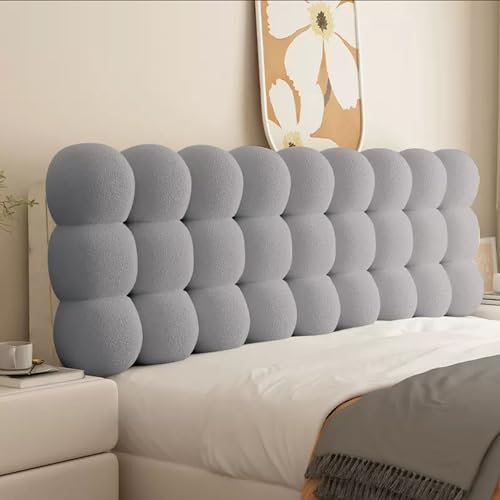 Gepolsterte Wandpaneele für Doppelbett, Kopfteil, Lesekissen mit dicker 10 cm Rückenstütze für Nachttisch, Anti-Kollisions-Wandpaneele zum Lesen und Bettruhe (210 x 60 x 10 cm, Hellgrau)