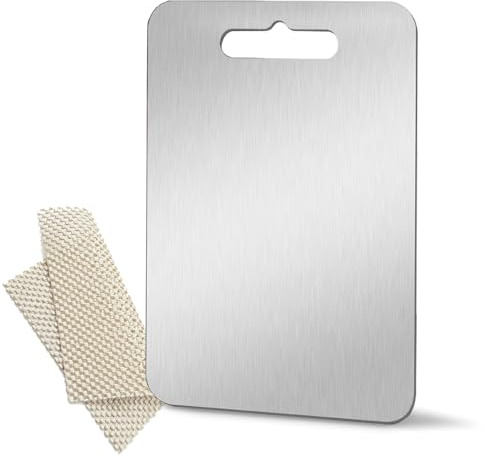 GYBETIN Titanium Cutting Board - Upgraded Thickened (0.08 in) Non-Deforming 100% Pure Titanium Cutting Boards with Non-Slip Pad, Food Grade Extra Large Cutting Boards (18 x 12 inch) (X-Large)