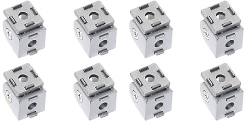 Lot de 8 connecteurs articulés, charnière pivotante flexible réglable à 180°, connecteur en alliage de zinc pour imprimantes 3D, fabrication de meubles (2020 argent)