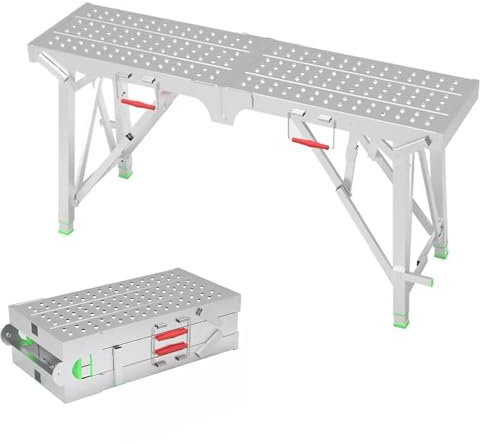 WZWTYSM Piattaforma di ponteggio Pieghevole Portatile, Piattaforma di Lavoro Pieghevole, Altezza Regolabile, ponteggio in Metallo, banco di Lavoro, Torre di ponteggio, Sgabello, Panca