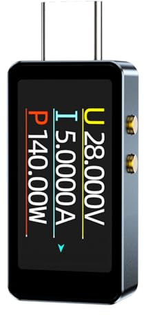 Portable USB C tester with real-time voltage and current readout for battery performance