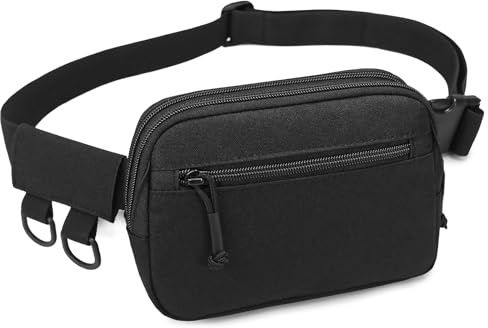 Huntvp Bauchtasche Herren Klein Gürteltasche Damen Fanny Pack Hüfttasche Nylon wasserdichte Bauchtasche Anti Diebstahl Brustbeutel Verstellbar Waist Bag für Sport Reise Outdoor Alltag, Schwarz