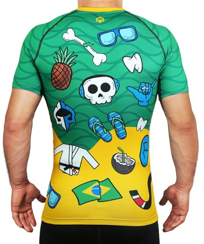 Ground Game Rashguard Herren BJJ MMA Kompressionsshirt Herren Kurzarm, Kampfsport Funktionsshirt Copacabana, M