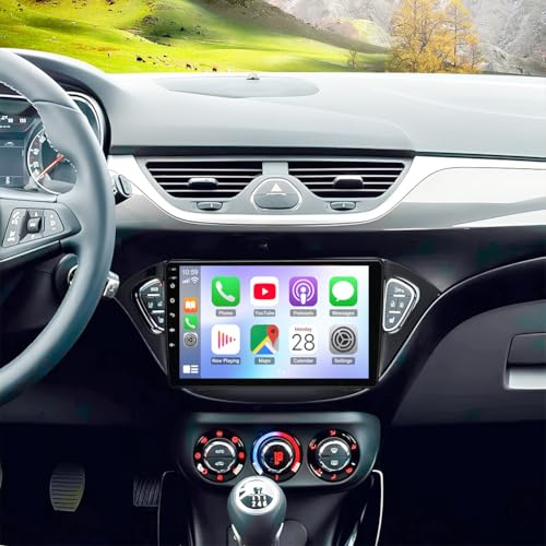 Android 13 Car Stereo for Vauxhall Corsa E 2015-2019 Vauxhall Adam 2013-2016 Carplay Android Auto 9 Inch Touchscreen Car Radio Receiver GPS Navigation Wifi Bluetooth FM RDS Radio SWC Backup Camera Mic