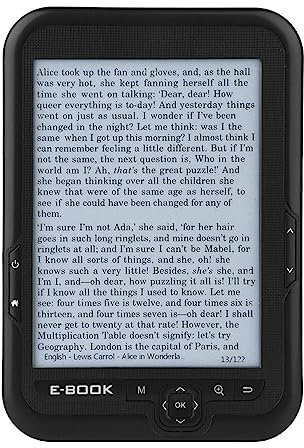 Lecteur de Livres E-E-Book de 6 Pouces 6 Pouces avec Un Espace Stockage 16 Go pour Une Lecture Facile Partout et à Tout Moment (8G)