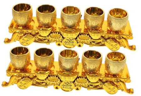 Cabilock Gold Worship Chalice: Plastic Wine Cup & Altar Temple Or Home Shrines - Decorative Sacrificial Cups for Rituals and Ceremonies