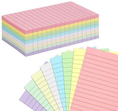Agoer Paquete de 320 tarjetas de revisión, A6 (15 x 10 cm), 8 tarjetas de índice de estudio de colores surtidos para oficina, estudiantes, aprendizaje, preparación de exámenes y organización, tarjetas