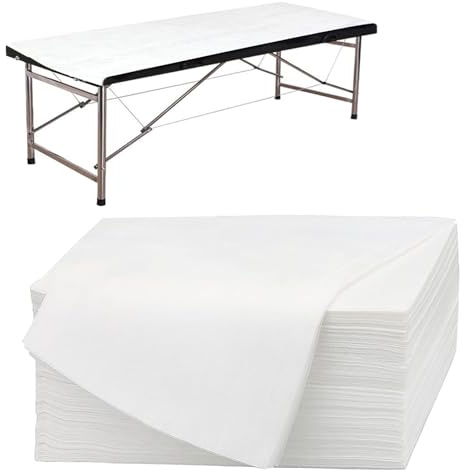 CAAGGMM Einweg Bettlaken, 100 Stück 80 x 180cm Vliesbettlaken, Einweg Massageliege Bezug Bettwäsche, Einmal Massage Auflage, für Schönheitssalon SPA Krankenhausbetten Hotels, Weiß