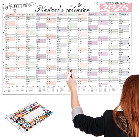 Wandkalender 2026-29,21 x 20,67 Zoll Januar-Dezember 2026, Papierplaner, großer Jahreskalender für die Wand, für Büro Wohnzimmer Klassenzimmer Schlafsaal Labor Cubicle Geburtstag Inseg