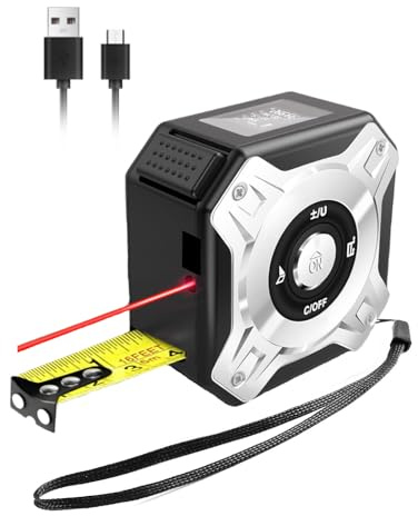 Laser Tape Measure Rechargeable Laser Tape Measure 131ft/40M Rechargeable with LCD Backlight High Accuracy Laser Distance Meter Area Distance Volume Pythagorean (M, FT, INCH)