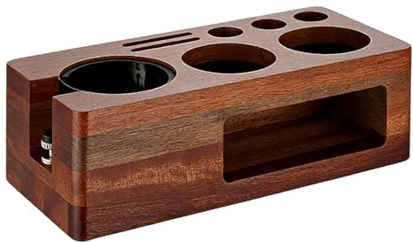 Espresso Tamping Station, Compact, Wood, Non-Slip Tamper Station, Espresso Storage Rack, Multifunctional, for Tamper, Portafilter, and Tools,